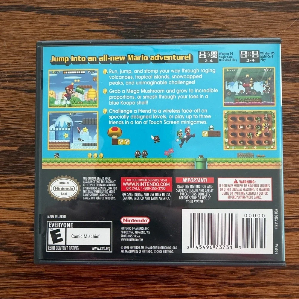 New Super Mario Bros. Nintendo DS Case, Cover Art, and Manual ONLY (No Game)